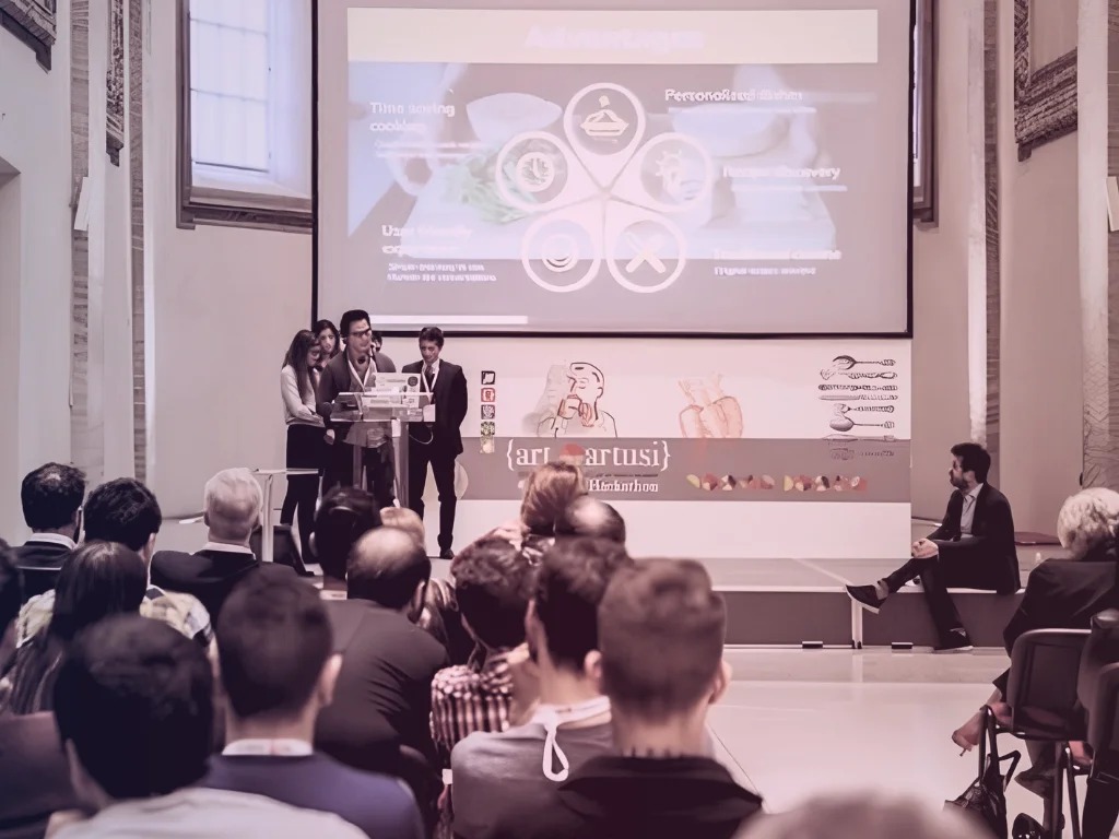 Rey presenting at an event